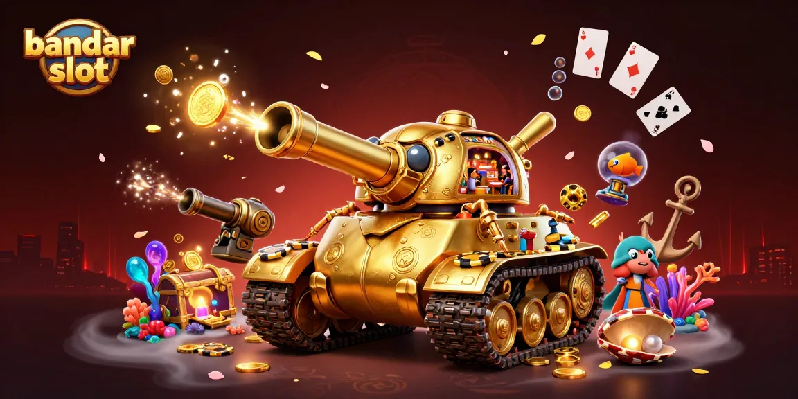 Menangkan permainan di bandar slot dengan tampilan kasino miniatur dan harta karun yang berkilauan.