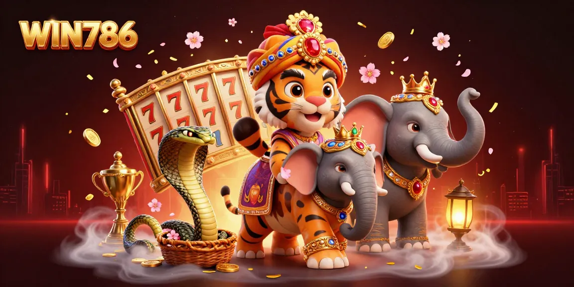 WIN786 players enjoying thrilling slots and casino games with a dynamic, colorful illustration.