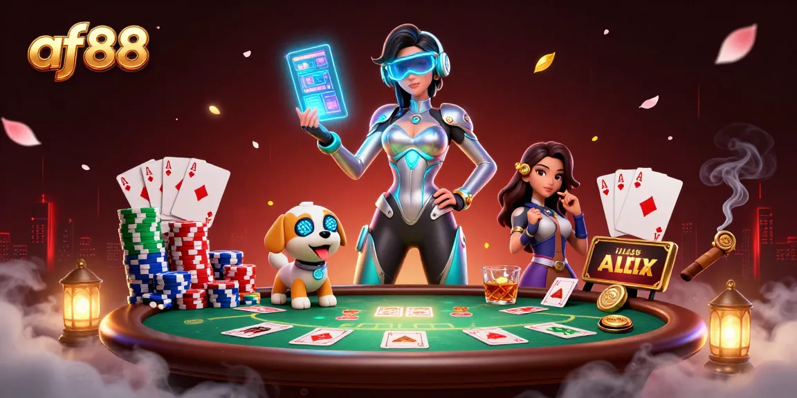 Experience the excitement of af88 with a vibrant 3D casino scene showcasing gaming elements.