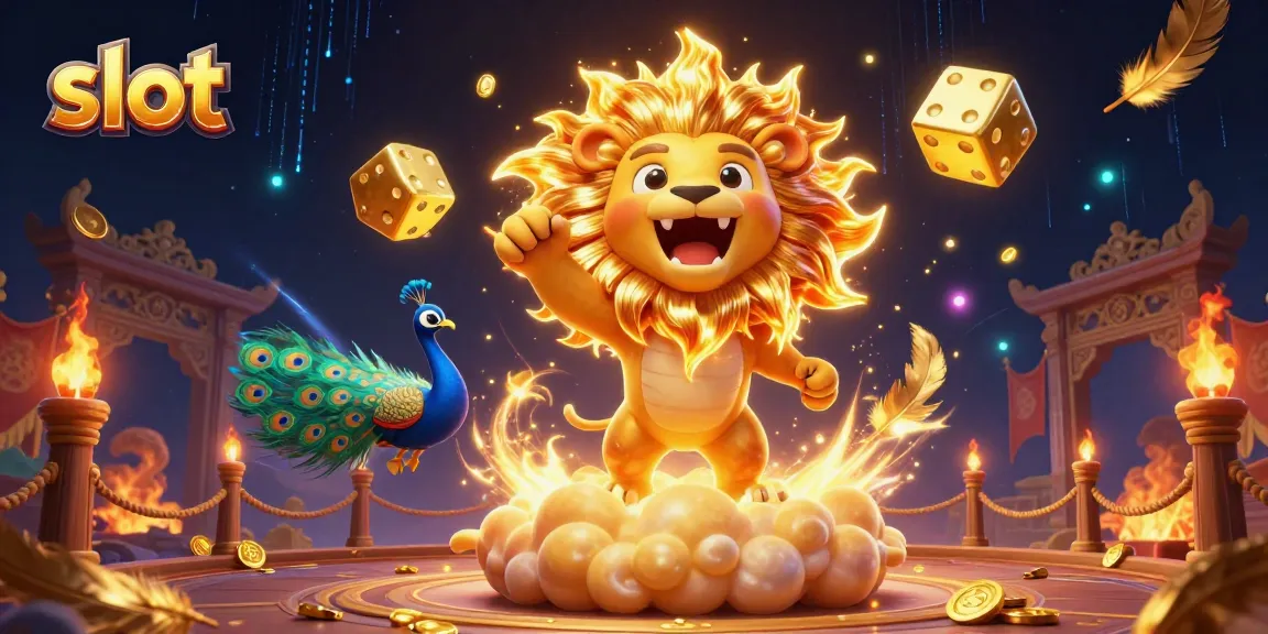 Engage with thrilling slot adventures featuring golden lions and dice in a magical casino setting.