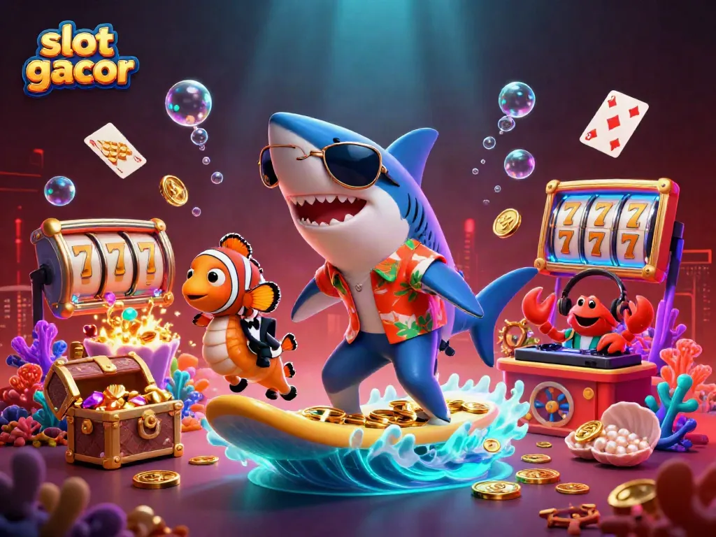 Experience thrilling gameplay with slot gacor featuring vibrant characters in an underwater casino fantasy.