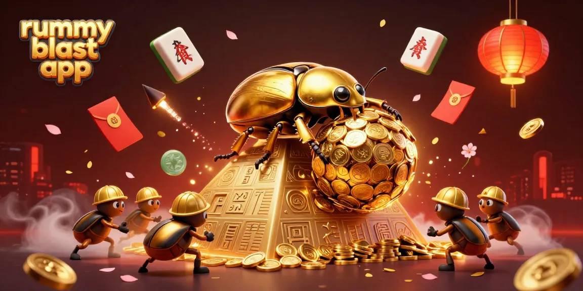 Experience thrilling action with the rummy blast app in a vibrant 3D casino-inspired scene.