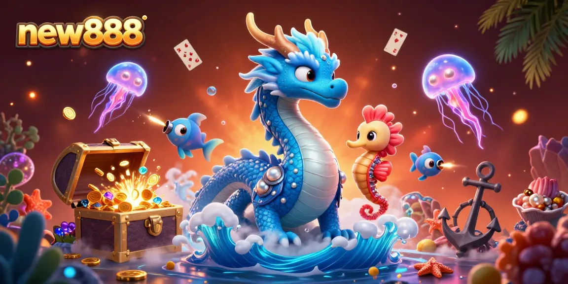 Experience thrilling moments at new888 with a vivid underwater casino scene featuring dazzling game elements.