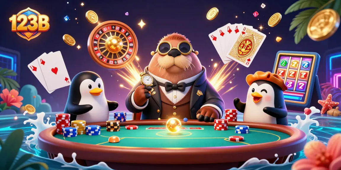 123B players gamble at an underwater poker game featuring vibrant 3D visuals and exciting elements.