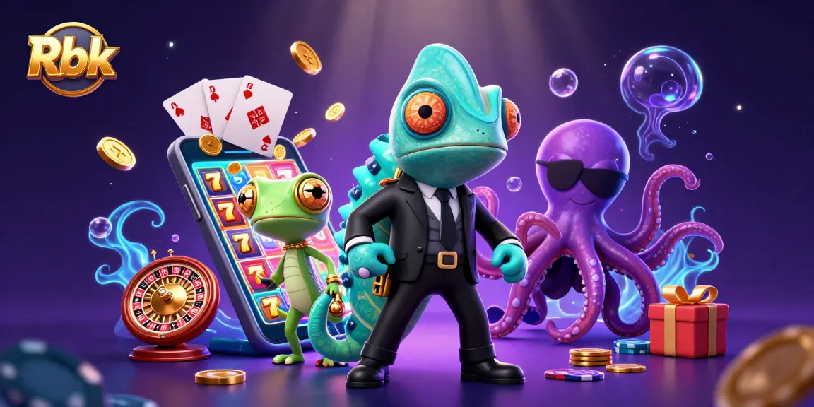 Engage with Rbk's thrilling slot action featuring secret agents and octopuses in a vibrant 3D scene.