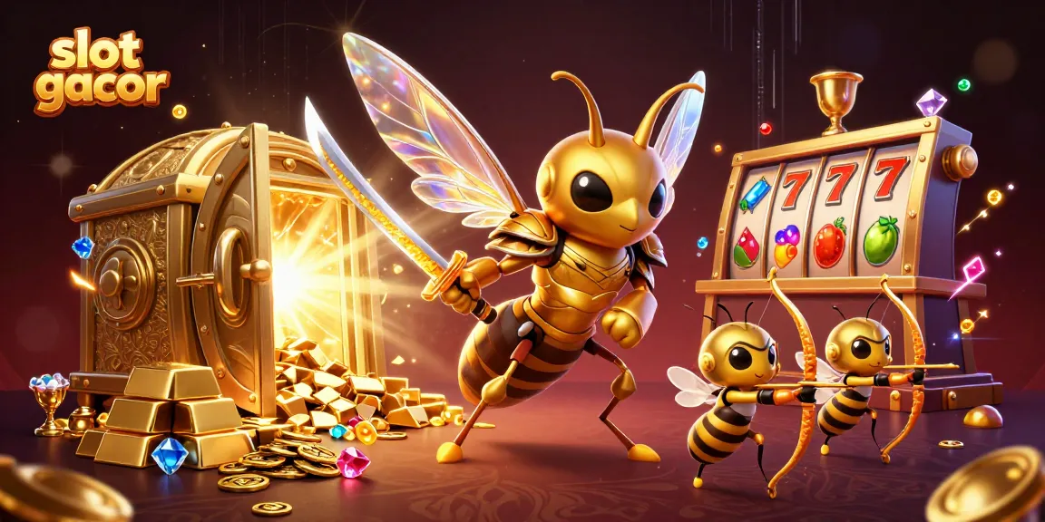 Visualisasikan slot gacor dengan karakter lebah dan harta berkilau yang menyenangkan.