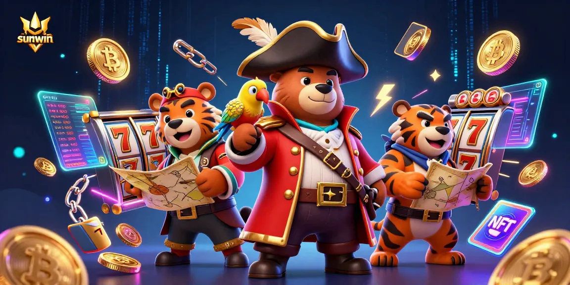 Experience exciting gaming at Sunwin with colorful slot elements and vibrant characters.