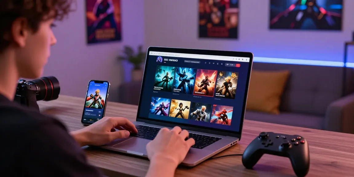 Pengguna berinteraksi dengan platform BATIK 88, laptop dan smartphone di sekitar, menggambarkan pengalaman gaming yang responsif.