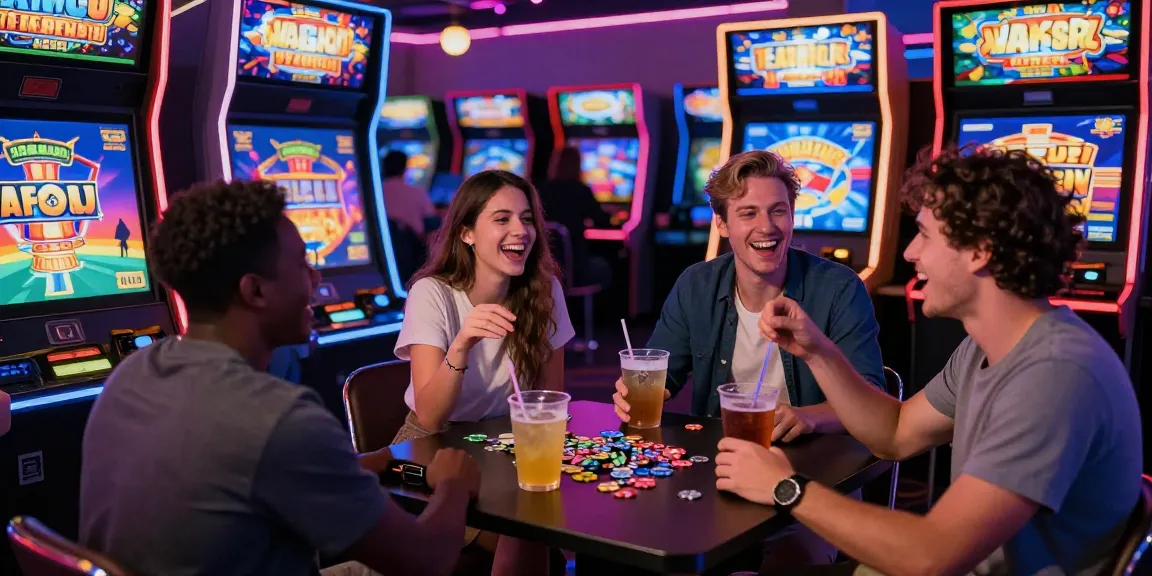 Pengalaman seru di situs slot gacor dengan teman-teman bermain mesin slot penuh warna dan kegembiraan malam yang meriah.