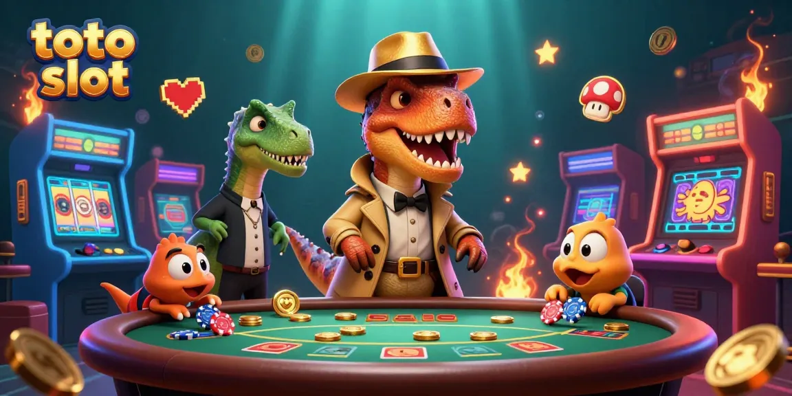 Engage with the exciting world of toto slot as a velociraptor card counter tries to win at a colorful casino.
