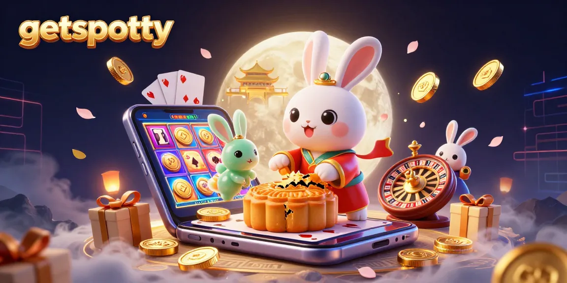 Engage with getspotty's dynamic gaming experience in a rich 3D casino scene featuring lively characters and slot game action.