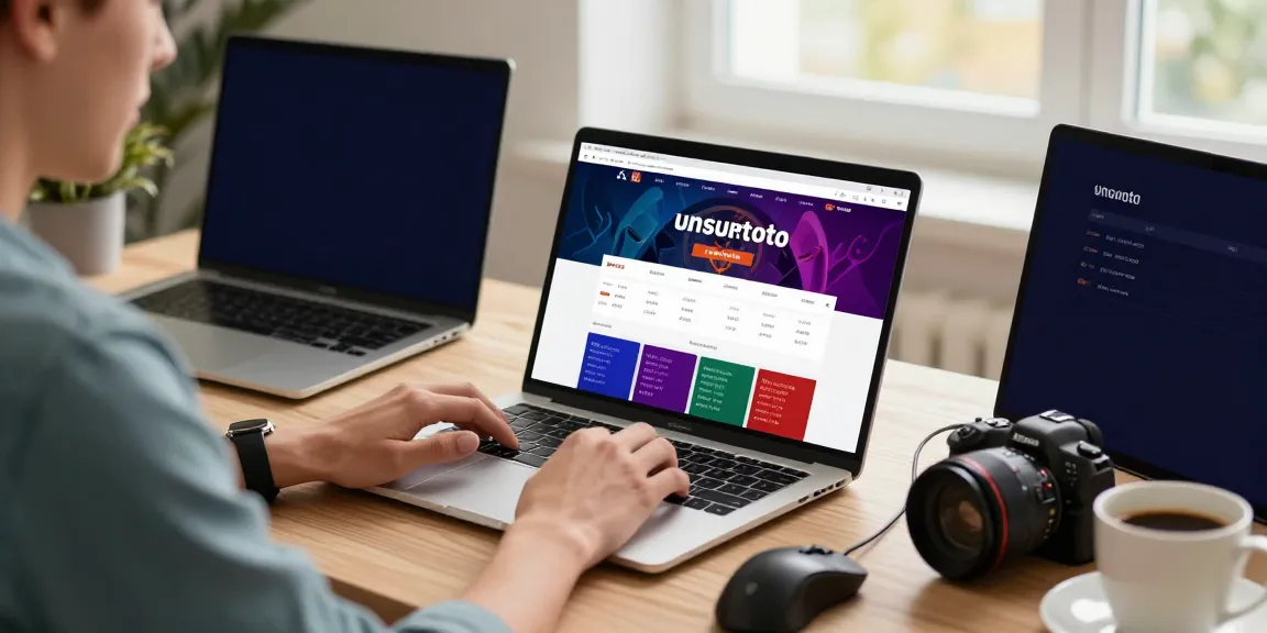 Engaging home office scene with a user focused on unsurtoto online betting.