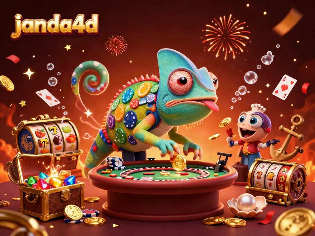 Janda4d menciptakan pengalaman slot yang menarik dengan chameleon kasino warna-warni dan elemen permainan yang kaya.