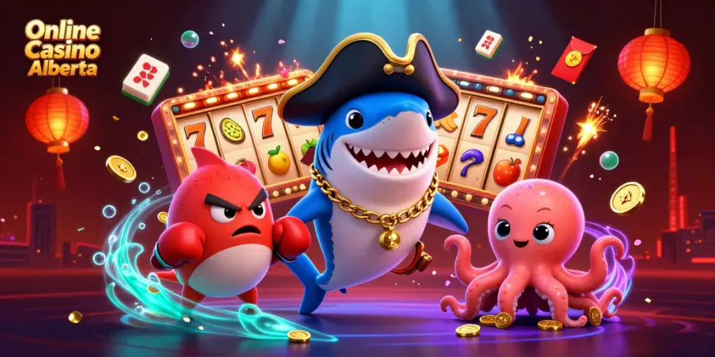 Engage in thrilling action at Online Casino Alberta with dynamic casino characters and vibrant game elements.