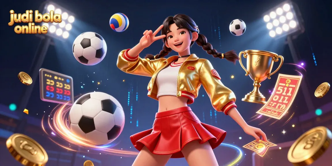 Engage in judi bola online with vibrant energy in a dynamic betting scene featuring sports elements.