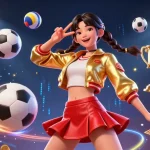 Engage in judi bola online with vibrant energy in a dynamic betting scene featuring sports elements.