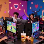 Exciting scene of players enjoying a gay ecchi game in a vibrant digital environment.
