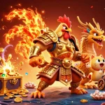 Melihat keluaran sgp terbaru dengan ilustrasi petarung ayam dan naga di arena bertarung