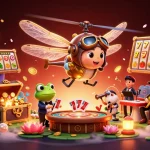 Engage with slot bonus new member 100 at the dynamic lily pad casino featured in vivid 3D illustration.
