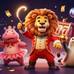 Engage in demo slot gaming with vibrant characters and exciting game elements in a captivating carnival scene.