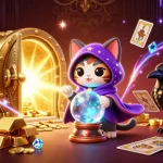Experience the excitement of app 98win with the mystical fortune teller cat and a treasure vault of riches.