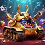 Experience thrilling gameplay at kk55 with a vibrant 3D casino scene featuring gold and gems.