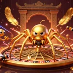 Engage in the thrilling game bài tiến lên with nervous fly placing bets amidst a vibrant 3D casino scene.