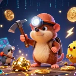 Mining for kèo nhà cái treasures with a mole and glowing gems in a vibrant 3D scene.