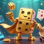Win big with GG88 in this dynamic 3D casino illustration showcasing golden dice and vibrant crypto elements.
