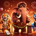 Experience the thrills of Pakde4D Togel as the woolly mammoth bouncer greets guests in a luxurious 3D casino scene.