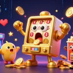 Tartoto slot machine celebrating a jackpot as coins cascade, with vibrant game elements around.