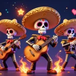 Experience the thrill of gaming with Link Jun88, featuring vibrant 3D casino elements and lively mariachi characters.