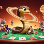 Engage in thrilling gaming action with iwin club's dynamic casino scene featuring unique cosmic characters.