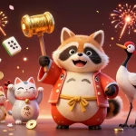 Experience energetic gameplay with vipph, featuring 3D characters celebrating luck and fortune among vibrant gaming elements.