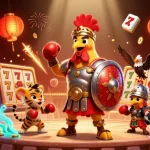 Spin and win with slot77 gacor in an exciting casino arena illustration.