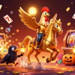 Experience the excitement of fokus777 with a vibrant casino scene featuring unique 3D characters and dynamic gaming elements.