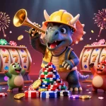 Experience the thrill of winning at 78win with dynamic casino elements and characters celebrating.