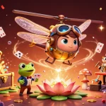 Experience the vibrant energy of nego77 with a 3D illustration capturing a lively casino scene full of action.