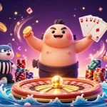Experience the vibrant world of nha cai uy tin with energetic characters, spinning roulette, and sparkling coins!
