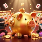 Experience the thrill of Luckywin with a dynamic illustration of a casino scene featuring iconic gambling elements.