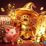 Rasakan sensasi bermain slot88 dengan wizard ajaib dan harta berkilau dalam ilustrasi kasino yang menarik.