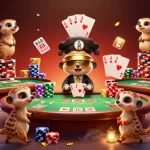 Experience kèo nhà cái with lively cartoon meerkats managing a vibrant casino scene