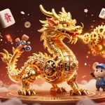 Engage with thrilling m88zo gaming as a golden dragon breathes gears amidst vibrant casino elements.