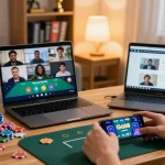Teen Patti Gold LATEST VERSION gameplay on smartphone with chips and snacks.