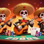 Experience winning poker strategies with MM88's vibrant Dia de los Muertos casino scene, showcasing action and excitement.