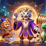 Gambang di situs slot terbesar dengan harimau putih yang megah dan koin emas berceceran.